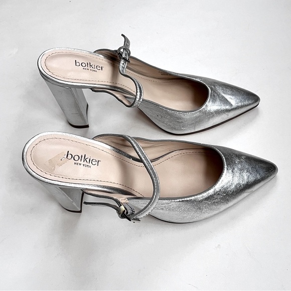BOTKIER Women’s Hannah Metallic Silver Leather Pointed Mule Slip-on Size 5.5 - Picture 5 of 11